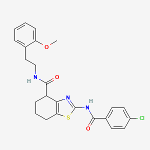 molecular formula C24H24ClN3O3S B2730481 2-(4-chlorobenzamido)-N-(2-methoxyphenethyl)-4,5,6,7-tetrahydrobenzo[d]thiazole-4-carboxamide CAS No. 955731-89-2
