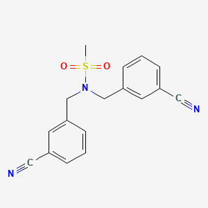 molecular formula C17H15N3O2S B2730491 N,N-BIS[(3-CYANOPHENYL)METHYL]METHANESULFONAMIDE CAS No. 1820619-91-7