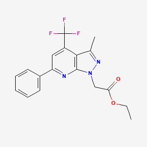 molecular formula C18H16F3N3O2 B2730524 ethyl [3-methyl-6-phenyl-4-(trifluoromethyl)-1H-pyrazolo[3,4-b]pyridin-1-yl]acetate CAS No. 1011357-25-7
