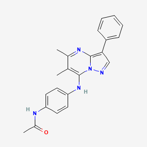 molecular formula C22H21N5O B2730550 N-[4-({5,6-Dimethyl-3-phenylpyrazolo[1,5-A]pyrimidin-7-YL}amino)phenyl]acetamide CAS No. 898926-34-6