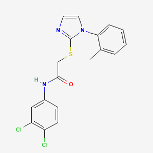 molecular formula C18H15Cl2N3OS B2730553 N-(3,4-dichlorophenyl)-2-{[1-(2-methylphenyl)-1H-imidazol-2-yl]sulfanyl}acetamide CAS No. 893371-44-3