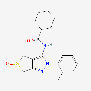 molecular formula C19H23N3O2S B2730615 N-[2-(2-methylphenyl)-5-oxo-2H,4H,6H-5lambda4-thieno[3,4-c]pyrazol-3-yl]cyclohexanecarboxamide CAS No. 958702-70-0