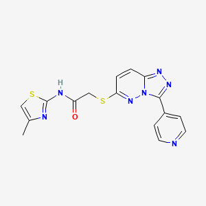 molecular formula C16H13N7OS2 B2730627 N-(4-methyl-1,3-thiazol-2-yl)-2-{[3-(pyridin-4-yl)-[1,2,4]triazolo[4,3-b]pyridazin-6-yl]sulfanyl}acetamide CAS No. 868970-12-1
