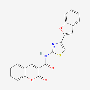 molecular formula C21H12N2O4S B2730655 N-[4-(1-benzofuran-2-yl)-1,3-thiazol-2-yl]-2-oxo-2H-chromene-3-carboxamide CAS No. 309274-37-1