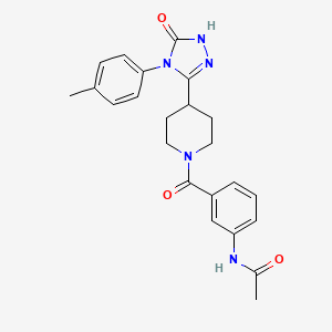 molecular formula C23H25N5O3 B2730662 N-(3-{4-[4-(4-methylphenyl)-5-oxo-4,5-dihydro-1H-1,2,4-triazol-3-yl]piperidine-1-carbonyl}phenyl)acetamide CAS No. 1775391-10-0