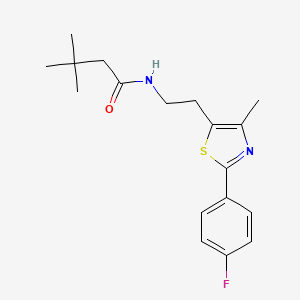molecular formula C18H23FN2OS B2730675 N-{2-[2-(4-fluorophenyl)-4-methyl-1,3-thiazol-5-yl]ethyl}-3,3-dimethylbutanamide CAS No. 946227-96-9