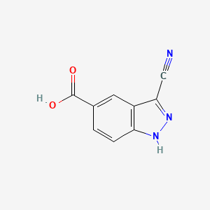molecular formula C9H5N3O2 B2730711 3-cyano-1H-indazole-5-carboxylic acid CAS No. 1301214-73-2