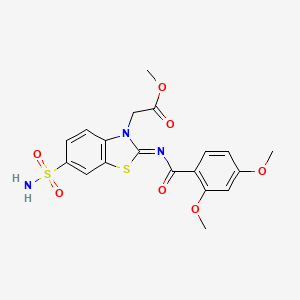 molecular formula C19H19N3O7S2 B2730755 methyl 2-[(2Z)-2-[(2,4-dimethoxybenzoyl)imino]-6-sulfamoyl-2,3-dihydro-1,3-benzothiazol-3-yl]acetate CAS No. 865198-68-1