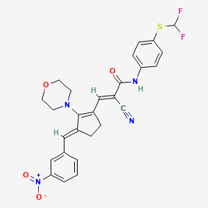 B2730756 (E)-2-cyano-N-[4-(difluoromethylsulfanyl)phenyl]-3-[(3E)-2-morpholin-4-yl-3-[(3-nitrophenyl)methylidene]cyclopenten-1-yl]prop-2-enamide CAS No. 327106-93-4