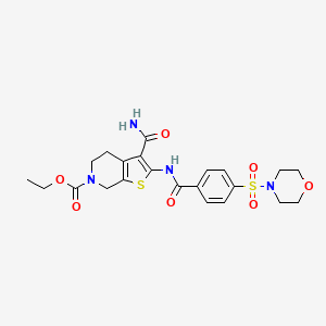 molecular formula C22H26N4O7S2 B2730787 ethyl 3-carbamoyl-2-(4-(morpholinosulfonyl)benzamido)-4,5-dihydrothieno[2,3-c]pyridine-6(7H)-carboxylate CAS No. 449782-23-4