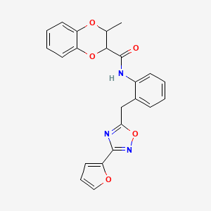 molecular formula C23H19N3O5 B2730817 N-(2-{[3-(furan-2-yl)-1,2,4-oxadiazol-5-yl]methyl}phenyl)-3-methyl-2,3-dihydro-1,4-benzodioxine-2-carboxamide CAS No. 1797139-44-6
