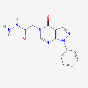 molecular formula C13H12N6O2 B2730840 2-(4-oxo-1-phenyl-1,4-dihydro-5H-pyrazolo[3,4-d]pyrimidin-5-yl)acetohydrazide CAS No. 656831-86-6