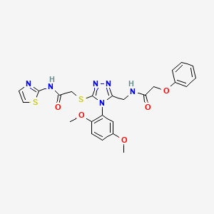 molecular formula C24H24N6O5S2 B2730864 N-((4-(2,5-dimethoxyphenyl)-5-((2-oxo-2-(thiazol-2-ylamino)ethyl)thio)-4H-1,2,4-triazol-3-yl)methyl)-2-phenoxyacetamide CAS No. 310449-53-7