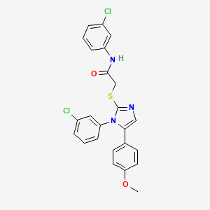 molecular formula C24H19Cl2N3O2S B2730873 N-(3-chlorophenyl)-2-((1-(3-chlorophenyl)-5-(4-methoxyphenyl)-1H-imidazol-2-yl)thio)acetamide CAS No. 1206994-97-9