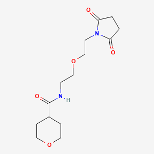 molecular formula C14H22N2O5 B2730887 N-{2-[2-(2,5-dioxopyrrolidin-1-yl)ethoxy]ethyl}oxane-4-carboxamide CAS No. 2034615-17-1