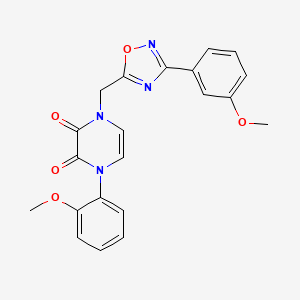 B2730916 1-(2-methoxyphenyl)-4-((3-(3-methoxyphenyl)-1,2,4-oxadiazol-5-yl)methyl)pyrazine-2,3(1H,4H)-dione CAS No. 1251619-29-0