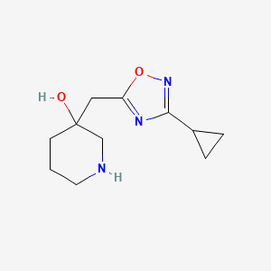 molecular formula C11H17N3O2 B2730942 3-[(3-Cyclopropyl-1,2,4-oxadiazol-5-yl)methyl]piperidin-3-ol CAS No. 2168437-95-2