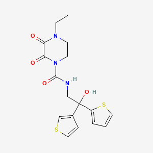 4-ethyl-N-(2-hydroxy-2-(thiophen-2-yl)-2-(thiophen-3-yl)ethyl)-2,3-dioxopiperazine-1-carboxamide