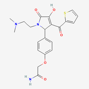 molecular formula C21H23N3O5S B2730963 2-(4-(1-(2-(dimethylamino)ethyl)-4-hydroxy-5-oxo-3-(thiophene-2-carbonyl)-2,5-dihydro-1H-pyrrol-2-yl)phenoxy)acetamide CAS No. 617694-16-3