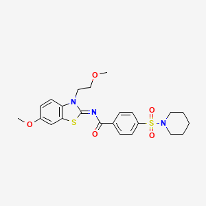 molecular formula C23H27N3O5S2 B2730976 N-[(2Z)-6-methoxy-3-(2-methoxyethyl)-2,3-dihydro-1,3-benzothiazol-2-ylidene]-4-(piperidine-1-sulfonyl)benzamide CAS No. 865161-30-4