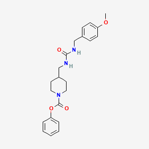 molecular formula C22H27N3O4 B2730991 Phenyl 4-((3-(4-methoxybenzyl)ureido)methyl)piperidine-1-carboxylate CAS No. 1235325-82-2