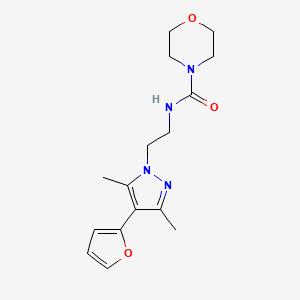 molecular formula C16H22N4O3 B2731010 N-(2-(4-(furan-2-yl)-3,5-dimethyl-1H-pyrazol-1-yl)ethyl)morpholine-4-carboxamide CAS No. 2034374-85-9