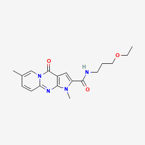 molecular formula C18H22N4O3 B2731053 N-(3-ethoxypropyl)-1,7-dimethyl-4-oxo-1,4-dihydropyrido[1,2-a]pyrrolo[2,3-d]pyrimidine-2-carboxamide CAS No. 900261-49-6
