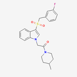 molecular formula C23H25FN2O3S B2731097 2-{3-[(3-FLUOROPHENYL)METHANESULFONYL]-1H-INDOL-1-YL}-1-(4-METHYLPIPERIDIN-1-YL)ETHAN-1-ONE CAS No. 878060-64-1