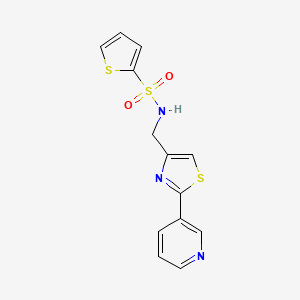 molecular formula C13H11N3O2S3 B2731115 N-{[2-(pyridin-3-yl)-1,3-thiazol-4-yl]methyl}thiophene-2-sulfonamide CAS No. 863511-21-1
