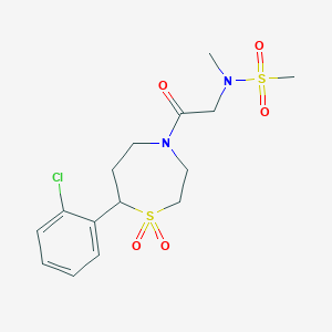 molecular formula C15H21ClN2O5S2 B2731196 N-{2-[7-(2-chlorophenyl)-1,1-dioxo-1lambda6,4-thiazepan-4-yl]-2-oxoethyl}-N-methylmethanesulfonamide CAS No. 2176070-41-8