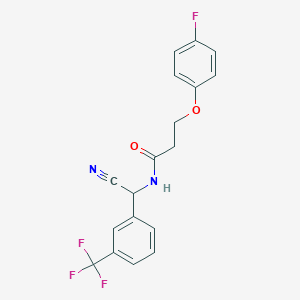 molecular formula C18H14F4N2O2 B2731199 N-[Cyano-[3-(trifluoromethyl)phenyl]methyl]-3-(4-fluorophenoxy)propanamide CAS No. 2418729-52-7