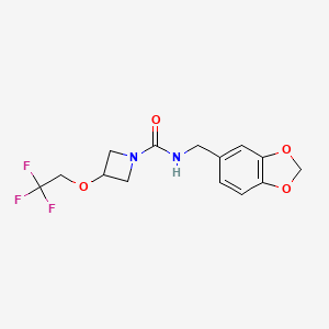 molecular formula C14H15F3N2O4 B2731202 N-[(2H-1,3-benzodioxol-5-yl)methyl]-3-(2,2,2-trifluoroethoxy)azetidine-1-carboxamide CAS No. 2309570-19-0