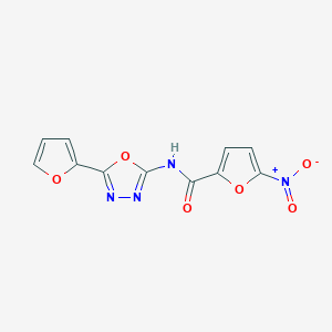 molecular formula C11H6N4O6 B2731203 N-[5-(furan-2-yl)-1,3,4-oxadiazol-2-yl]-5-nitrofuran-2-carboxamide CAS No. 887883-34-3
