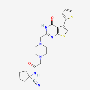molecular formula C23H26N6O2S2 B2731222 N-(1-cyanocyclopentyl)-2-[4-[(4-oxo-5-thiophen-2-yl-3H-thieno[2,3-d]pyrimidin-2-yl)methyl]piperazin-1-yl]acetamide CAS No. 930903-42-7