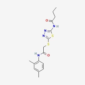 molecular formula C16H20N4O2S2 B2731260 N-[5-({[(2,4-dimethylphenyl)carbamoyl]methyl}sulfanyl)-1,3,4-thiadiazol-2-yl]butanamide CAS No. 392295-47-5