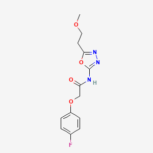 molecular formula C13H14FN3O4 B2731320 2-(4-fluorophenoxy)-N-[5-(2-methoxyethyl)-1,3,4-oxadiazol-2-yl]acetamide CAS No. 1396843-87-0