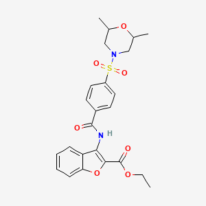 molecular formula C24H26N2O7S B2731321 Ethyl 3-(4-((2,6-dimethylmorpholino)sulfonyl)benzamido)benzofuran-2-carboxylate CAS No. 477500-93-9