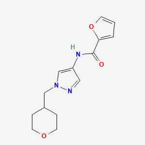 molecular formula C14H17N3O3 B2731345 N-{1-[(oxan-4-yl)methyl]-1H-pyrazol-4-yl}furan-2-carboxamide CAS No. 1795454-98-6