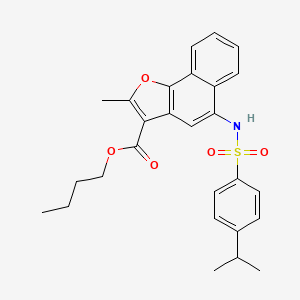 molecular formula C27H29NO5S B2731361 Butyl 2-methyl-5-[4-(propan-2-yl)benzenesulfonamido]naphtho[1,2-b]furan-3-carboxylate CAS No. 518321-69-2