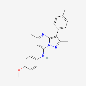 molecular formula C22H22N4O B2731365 N-(4-methoxyphenyl)-2,5-dimethyl-3-(4-methylphenyl)pyrazolo[1,5-a]pyrimidin-7-amine CAS No. 900880-20-8