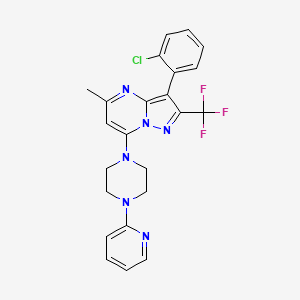 molecular formula C23H20ClF3N6 B2731372 1-[3-(2-Chlorophenyl)-5-methyl-2-(trifluoromethyl)pyrazolo[1,5-A]pyrimidin-7-YL]-4-(pyridin-2-YL)piperazine CAS No. 932988-26-6