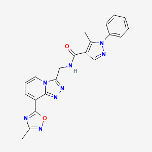 5-methyl-N-((8-(3-methyl-1,2,4-oxadiazol-5-yl)-[1,2,4]triazolo[4,3-a]pyridin-3-yl)methyl)-1-phenyl-1H-pyrazole-4-carboxamide