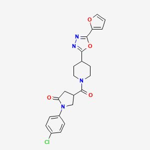 1-(4-Chlorophenyl)-4-(4-(5-(furan-2-yl)-1,3,4-oxadiazol-2-yl)piperidine-1-carbonyl)pyrrolidin-2-one