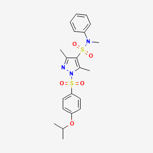 molecular formula C21H25N3O5S2 B2731410 N,3,5-trimethyl-N-phenyl-1-[4-(propan-2-yloxy)benzenesulfonyl]-1H-pyrazole-4-sulfonamide CAS No. 956253-22-8