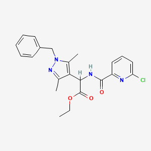 ethyl 2-(1-benzyl-3,5-dimethyl-1H-pyrazol-4-yl)-2-[(6-chloropyridin-2-yl)formamido]acetate