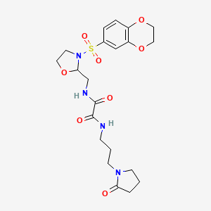 N1-((3-((2,3-dihydrobenzo[b][1,4]dioxin-6-yl)sulfonyl)oxazolidin-2-yl)methyl)-N2-(3-(2-oxopyrrolidin-1-yl)propyl)oxalamide