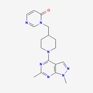 B2731459 3-[(1-{1,6-dimethyl-1H-pyrazolo[3,4-d]pyrimidin-4-yl}piperidin-4-yl)methyl]-3,4-dihydropyrimidin-4-one CAS No. 2175978-77-3