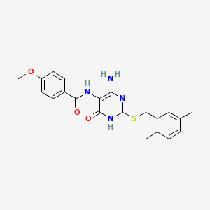 N-(4-amino-2-((2,5-dimethylbenzyl)thio)-6-oxo-1,6-dihydropyrimidin-5-yl)-4-methoxybenzamide