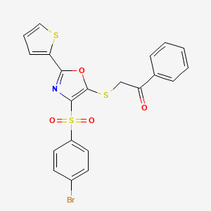 2-((4-((4-Bromophenyl)sulfonyl)-2-(thiophen-2-yl)oxazol-5-yl)thio)-1-phenylethanone