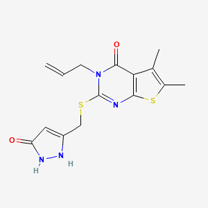 3-allyl-2-(((5-hydroxy-1H-pyrazol-3-yl)methyl)thio)-5,6-dimethylthieno[2,3-d]pyrimidin-4(3H)-one